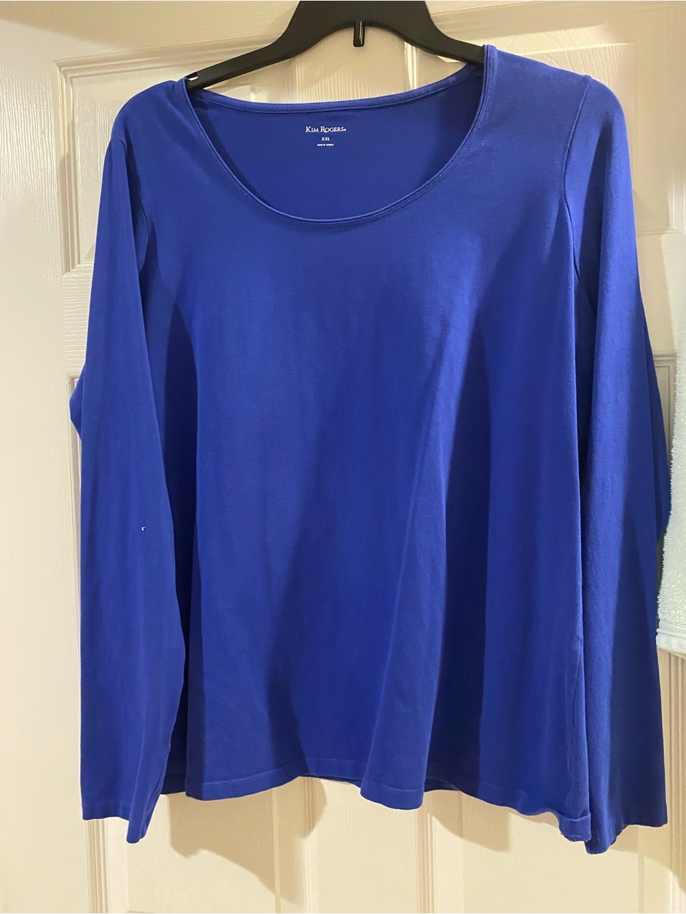 Kim Rogers Cobalt Blue Long Sleeve Scoop Neck Top